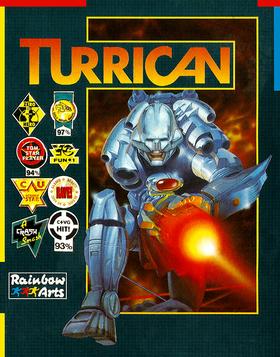 Turrican — C64 box art (1990) — Rainbow Arts